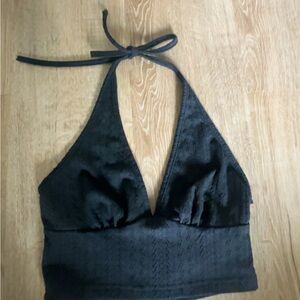 SHEIN Black Halter Crop Top